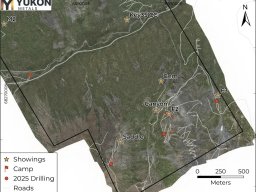map of initial planned 2025 diamond drill holes around saddle f2 f3 and canyon zones